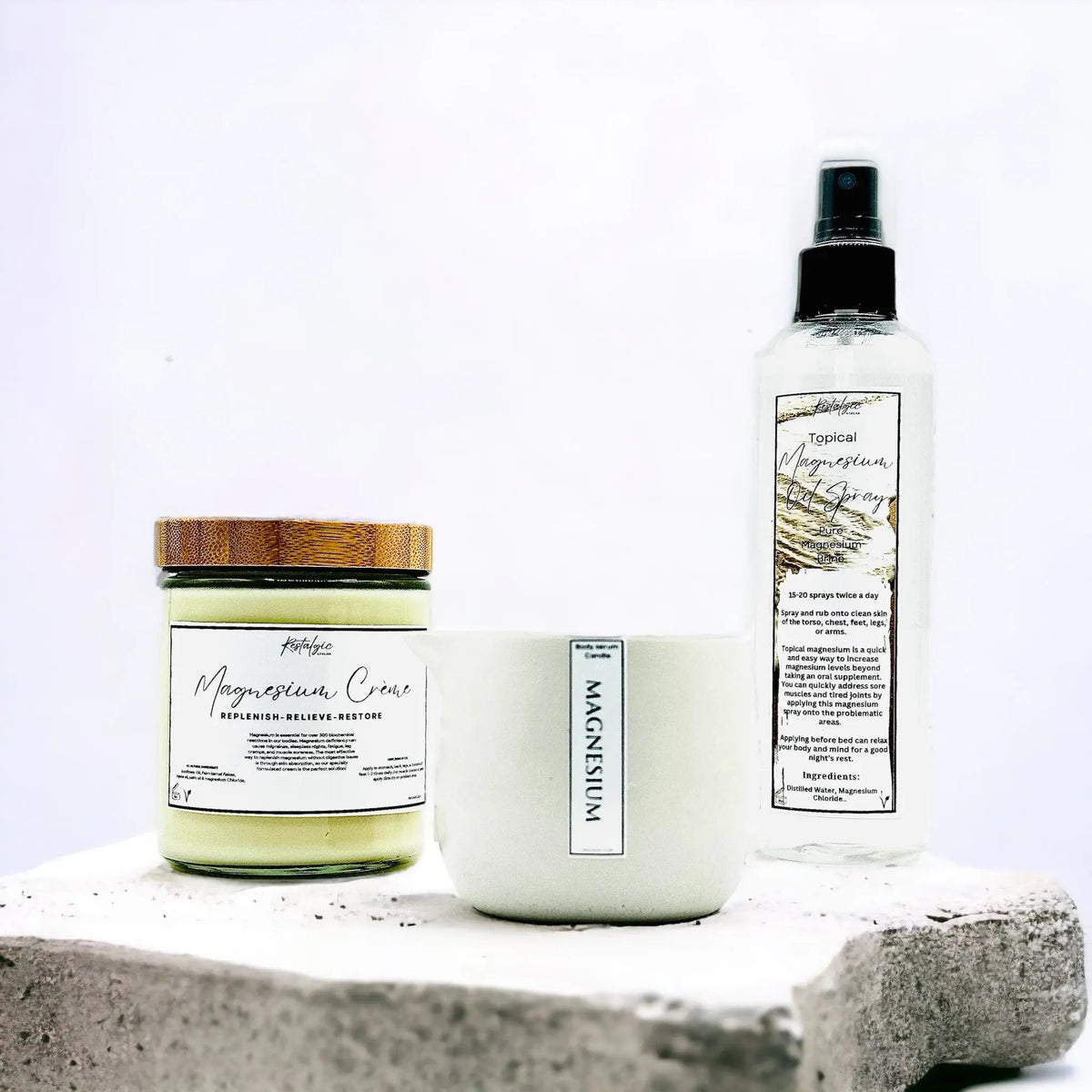 Magnesium Trio Set – Body Cream, Spray & Serum for Relaxation